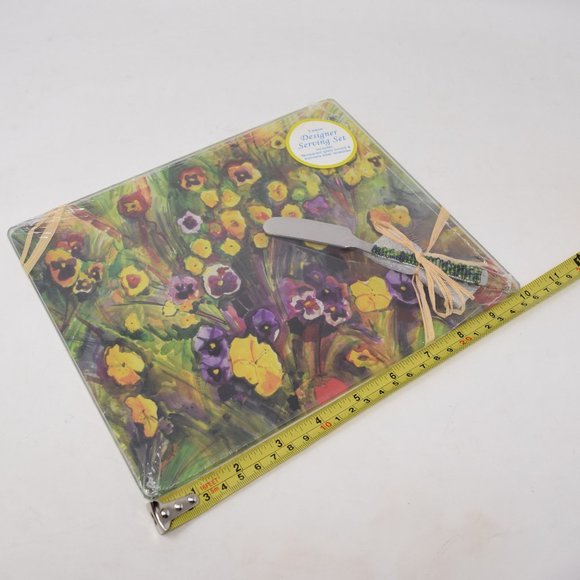 LSARTS 2 Piece Designer Serving Set Pansies New - Picture 8 of 11